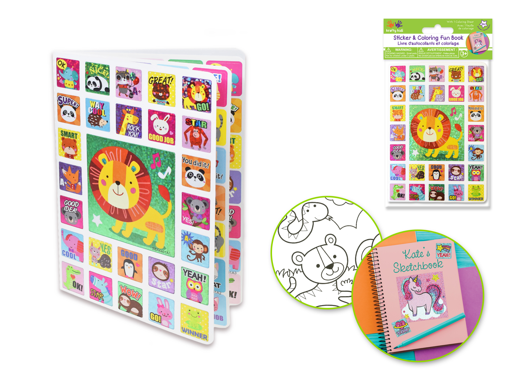 Krafty Kids Sticker & Coloring Fun Book 264 Stickers-Baby Animal