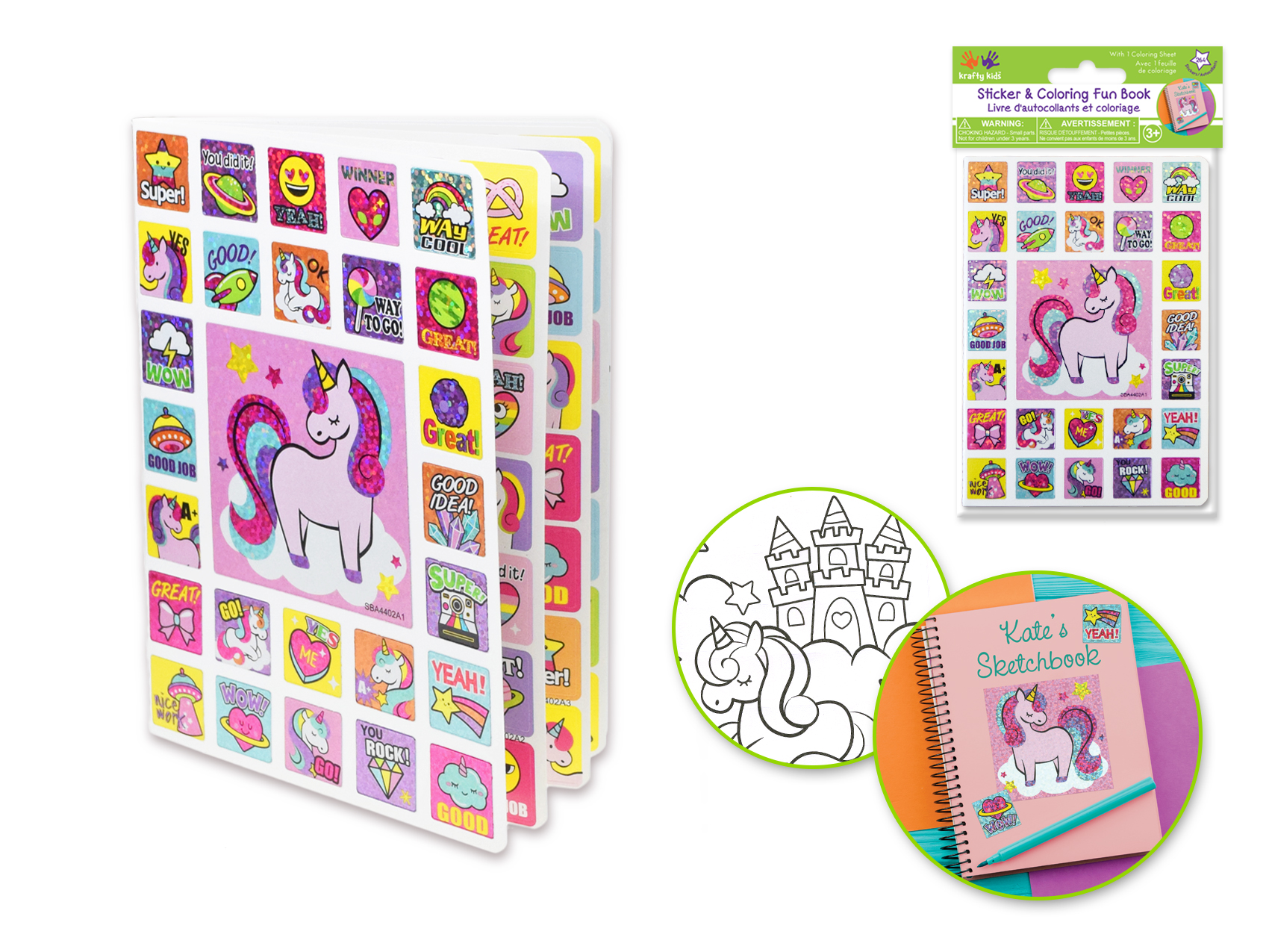 Krafty Kids Sticker & Coloring Fun Book 264 Stickers-Unicorn
