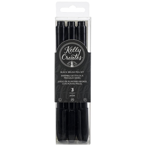 Kelly Creates Black Brush Pen Set 3/Pkg