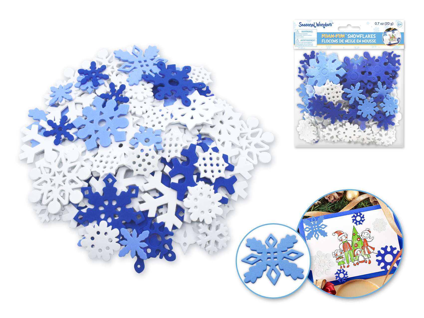 Krafty Kids Seasonal Wonders: 20g Foam-Fun Snowflakes 3 col