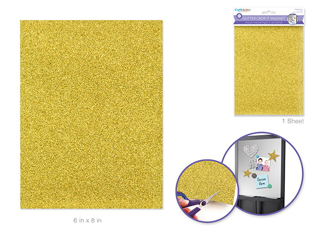 Craft Medley Glitter Crop-It Magnetic Sheet 6" x 8" - Gold