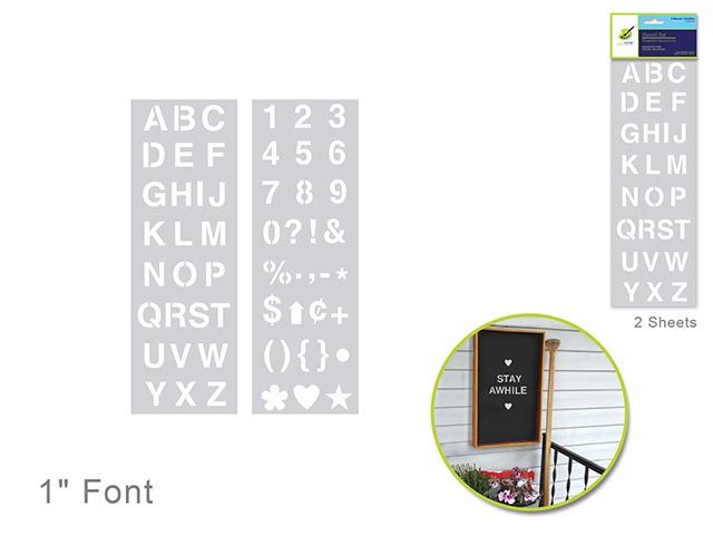Color Factory: 1\" Alpha/Numeric/Symbol Stencil 2-Sht Set