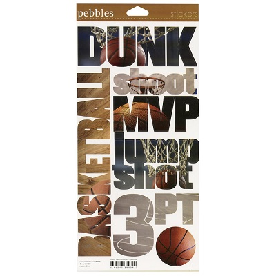 Pebbles Snapshot Words Stickers - Basketball