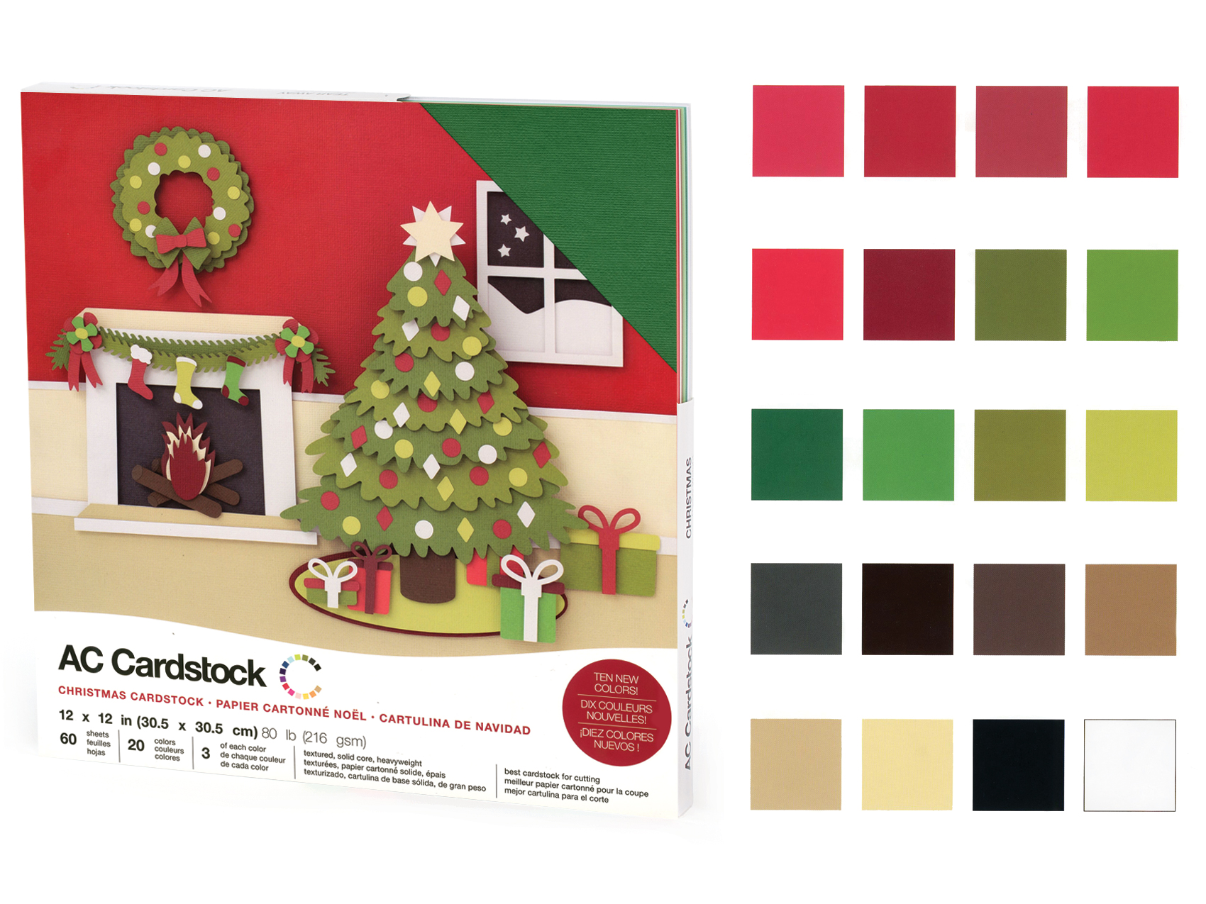 American Crafts Textured Cardstock 12"x12"x60 - Christmas