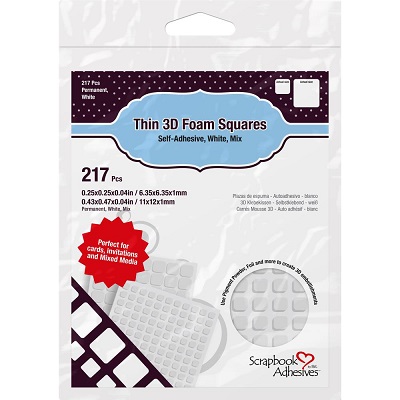 Scrapbook Adhesives 3D Thin Foam Squares-217 White Variety Pack