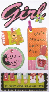 Glitter Chipboard Stickers - Girl