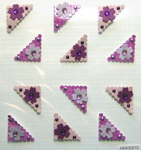 Handmade Embellished Sticker Corners - Pinks C