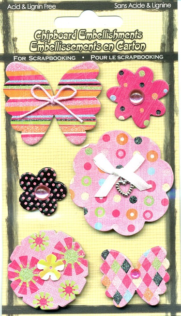 Chipboard Embellishments with Glitter Accents - Butterflies