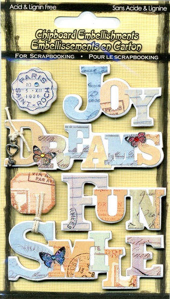 Chipboard Embellishments with Glitter Accents - Joy Dreams