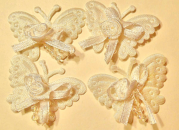Butterflies White Fabric 4pc