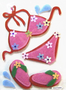 Handmade Art Felt Stickers - Bikini