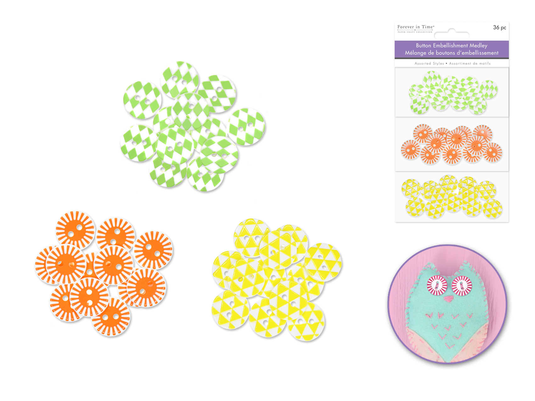 Forever in Time Button Embellishment Medley 36 pc - Tropical