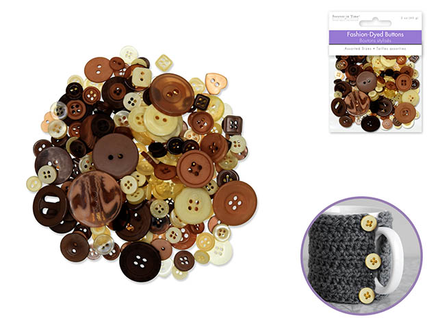 Forever in Time Fashion Dyed Buttons 60g - Earth