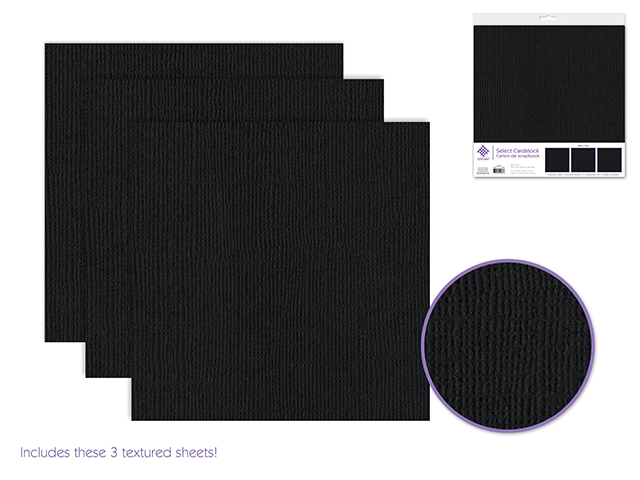 Forever in Time Textura Select Cardstock x3 12\"x12\"- Black
