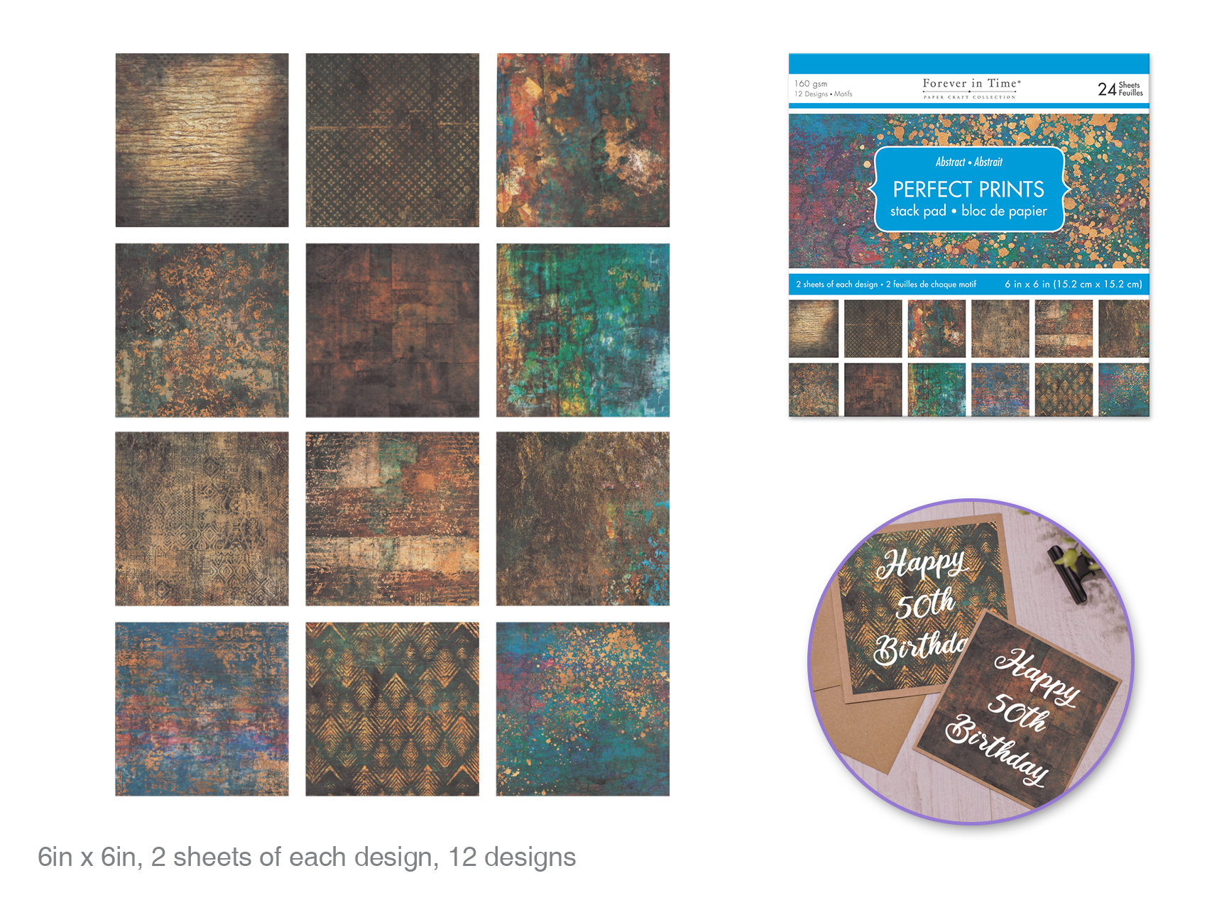 Forever in Time Perfect Prints Stack Pad 6"x6" 24pc- Abstract