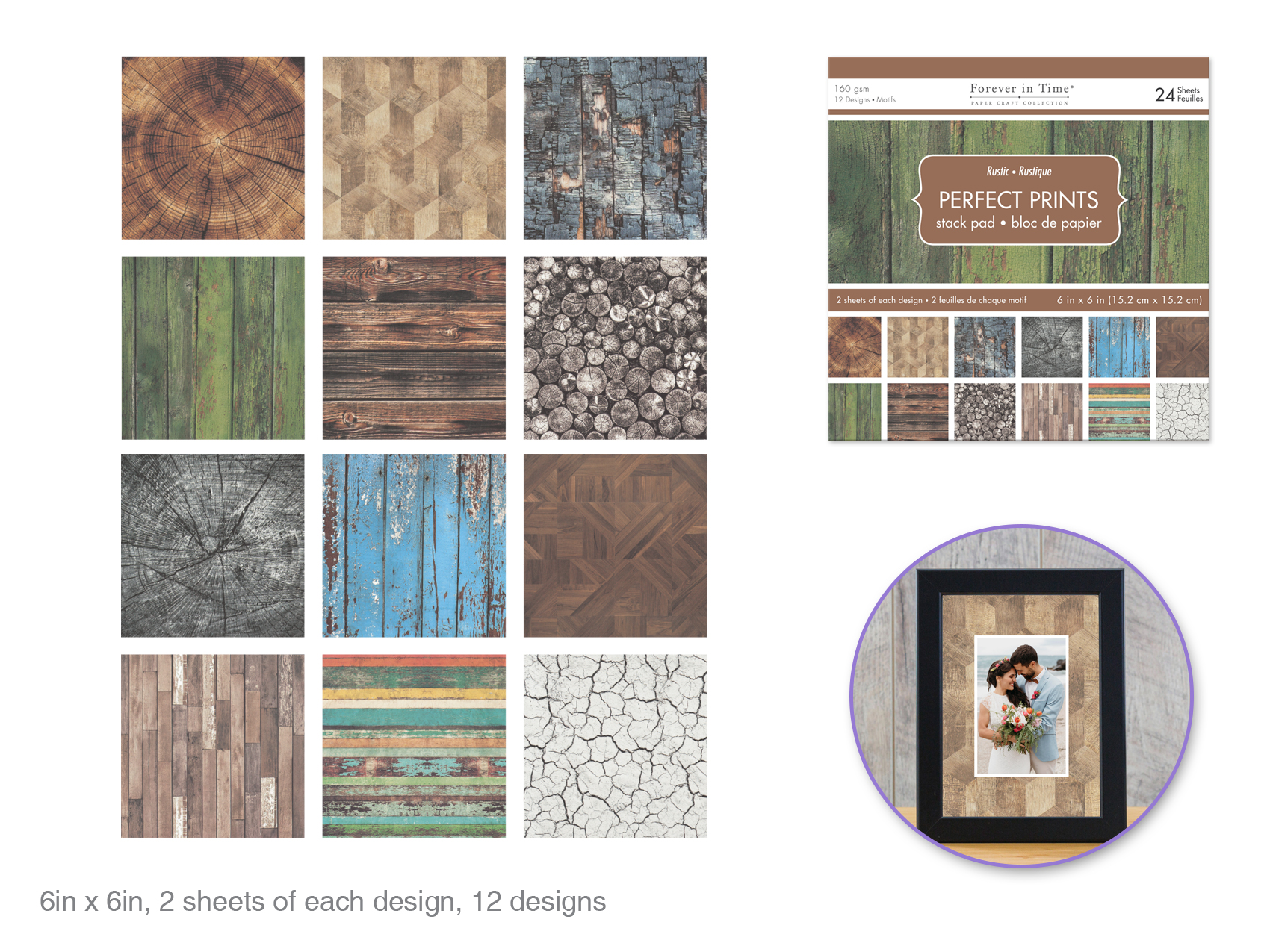 Forever in Time Perfect Prints Stack Pad 6\"x6\" 24pc-Rustic