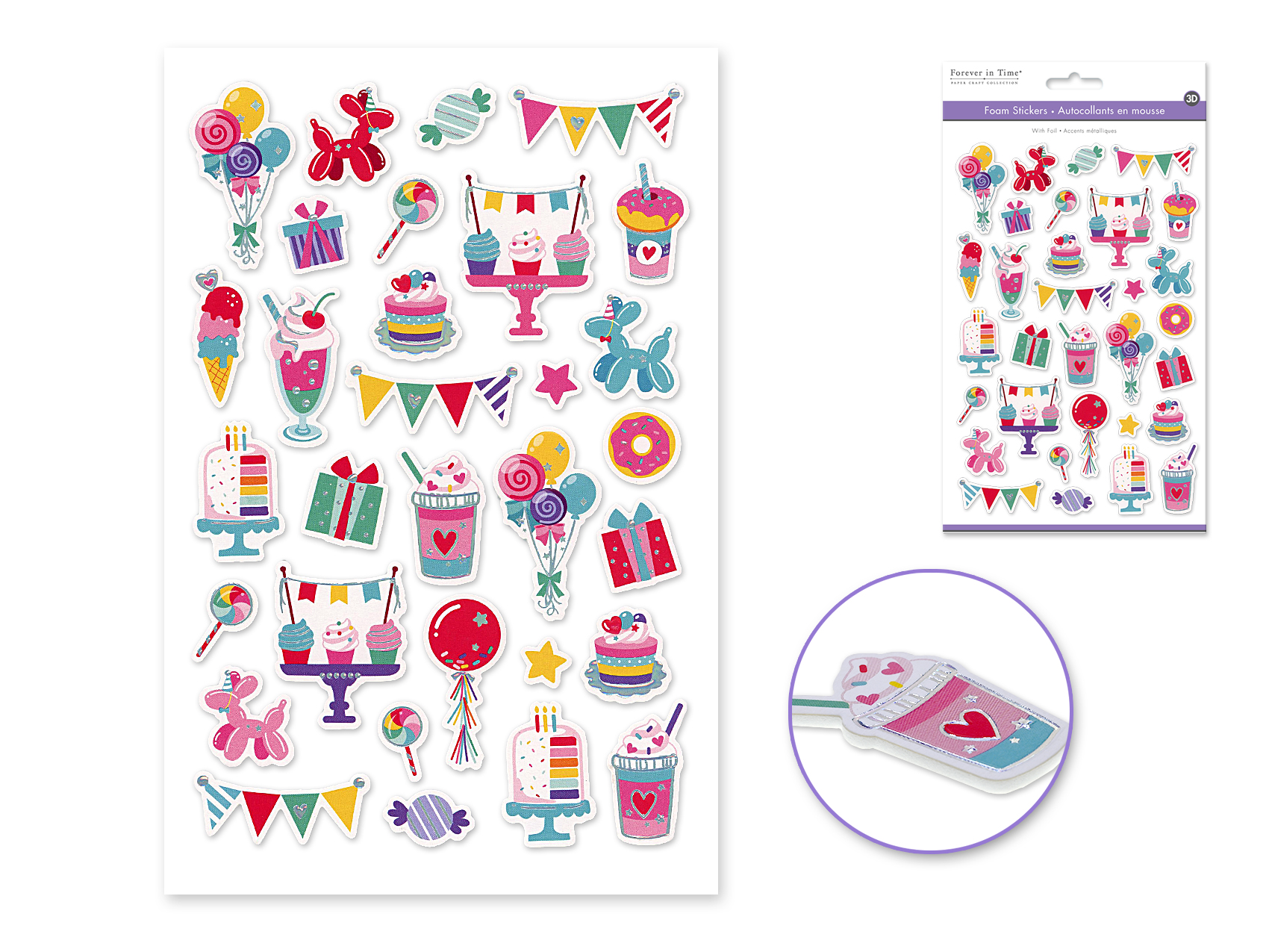 Forever In Time 3D Foam Stickers With Foil - Celebration