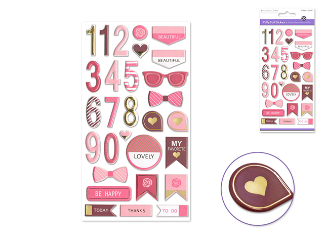 Forever In Time Puffy Foil Stickers - Beautiful
