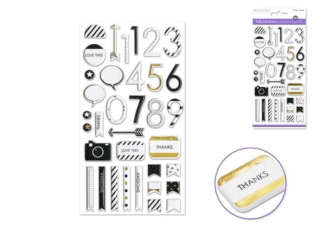 Forever In Time Puffy Foil Stickers - Classic Symbols