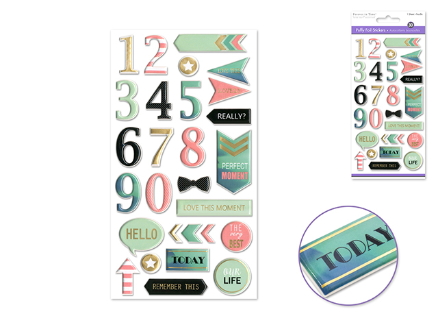 Forever In Time Puffy Foil Stickers - Perfect Moment