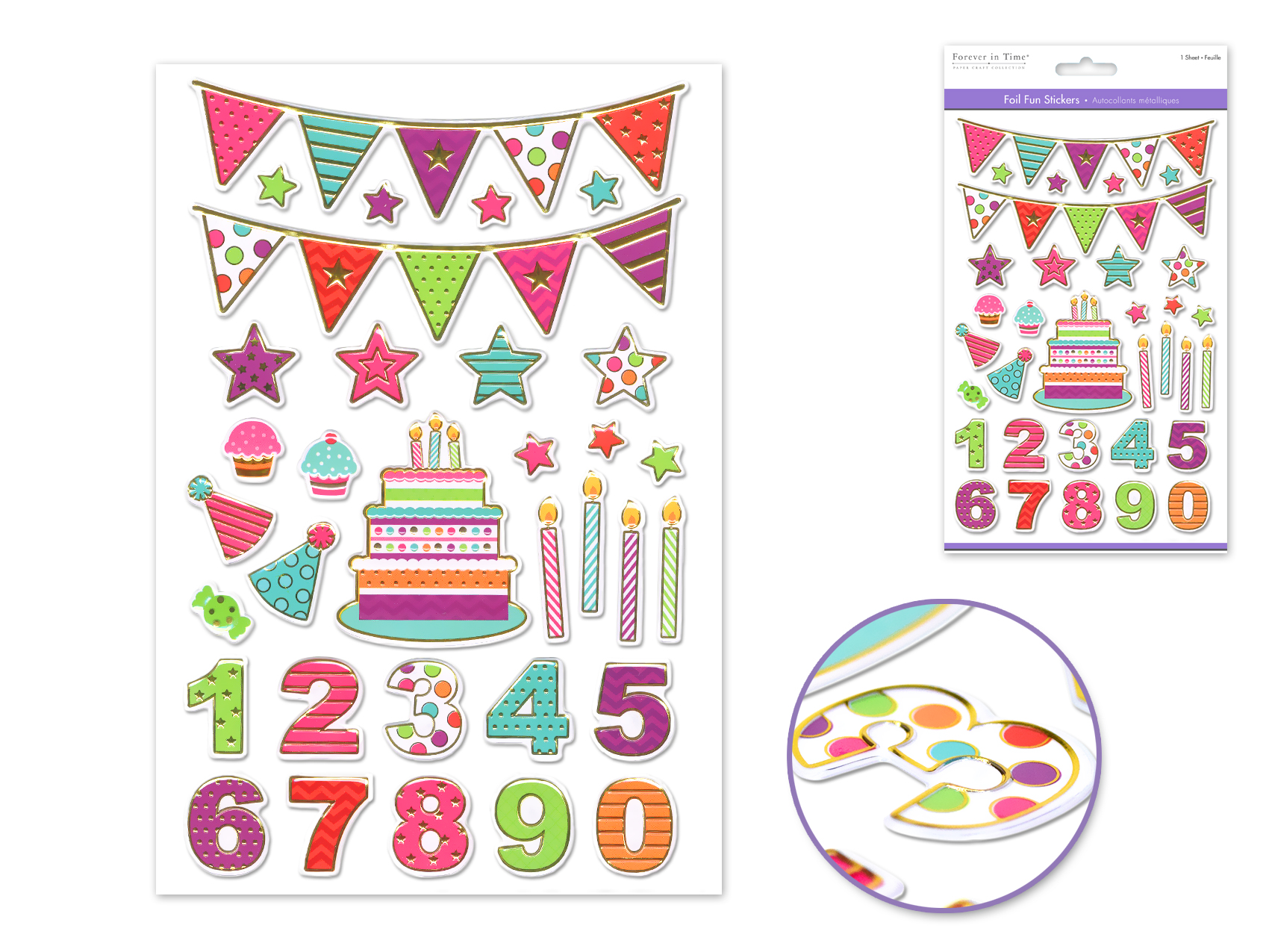 Forever In Time Foil Fun Stickers - Birthday Party