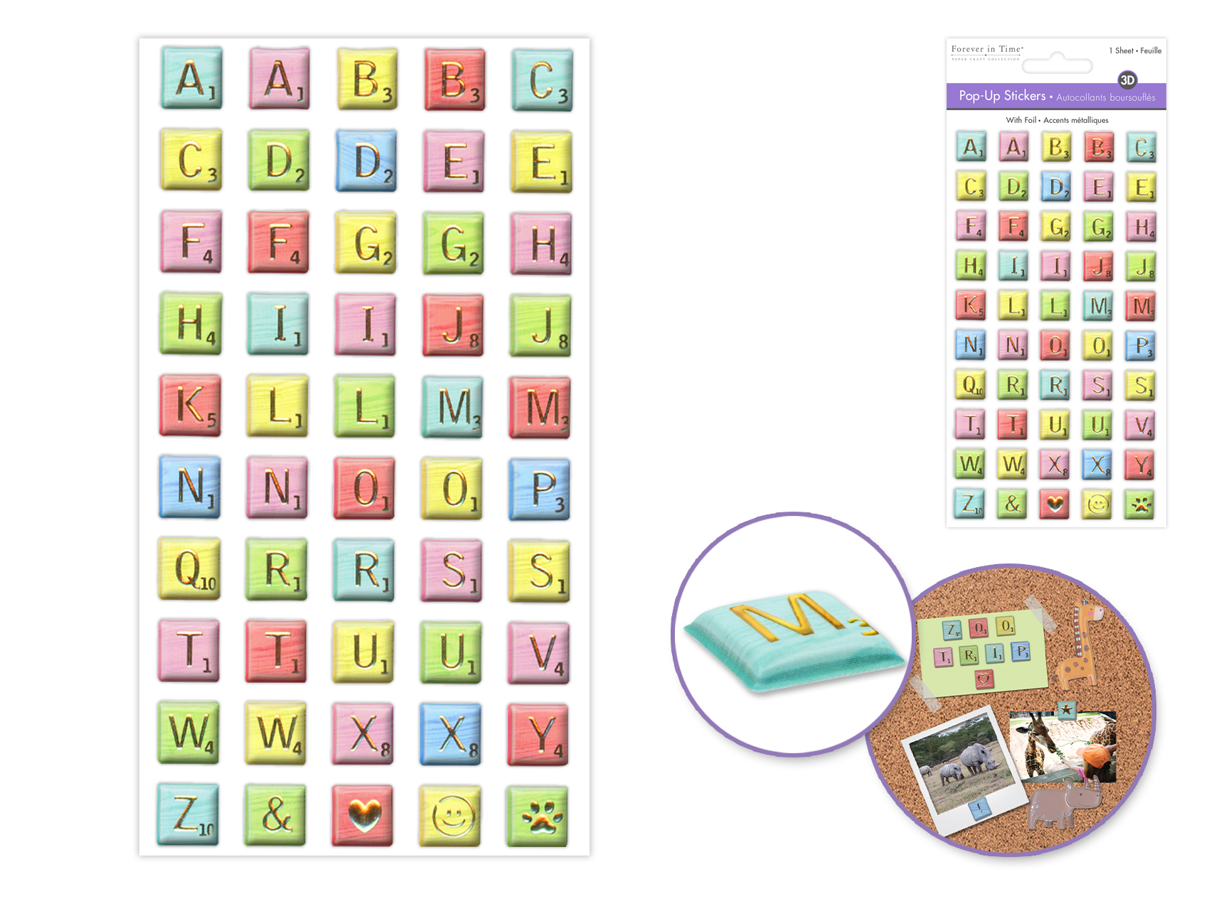 Forever In Time Pop-Up Stickers w/Foil - Letter Scores