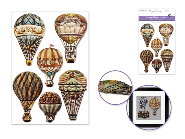 Forever In Time Vintage Elegance Stickers - Hot Air Balloons