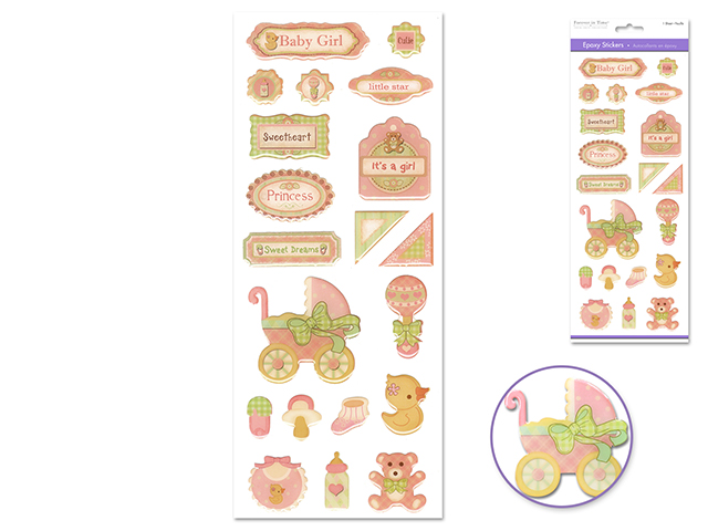 Forever In Time Epoxy Stickers - Baby Girl