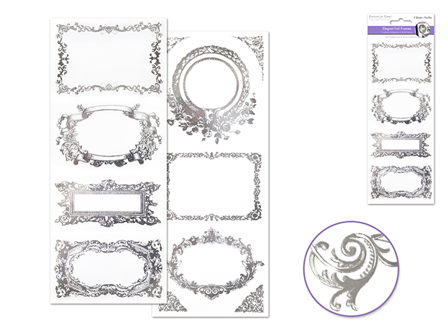 Forever In Time Elegant Foil Frames Stickers - Silver Medley 1