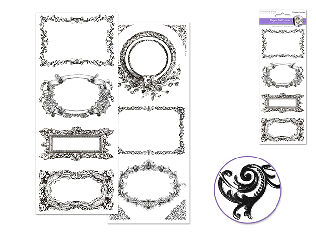 Forever In Time Elegant Foil Frames Stickers - Black Medley 1