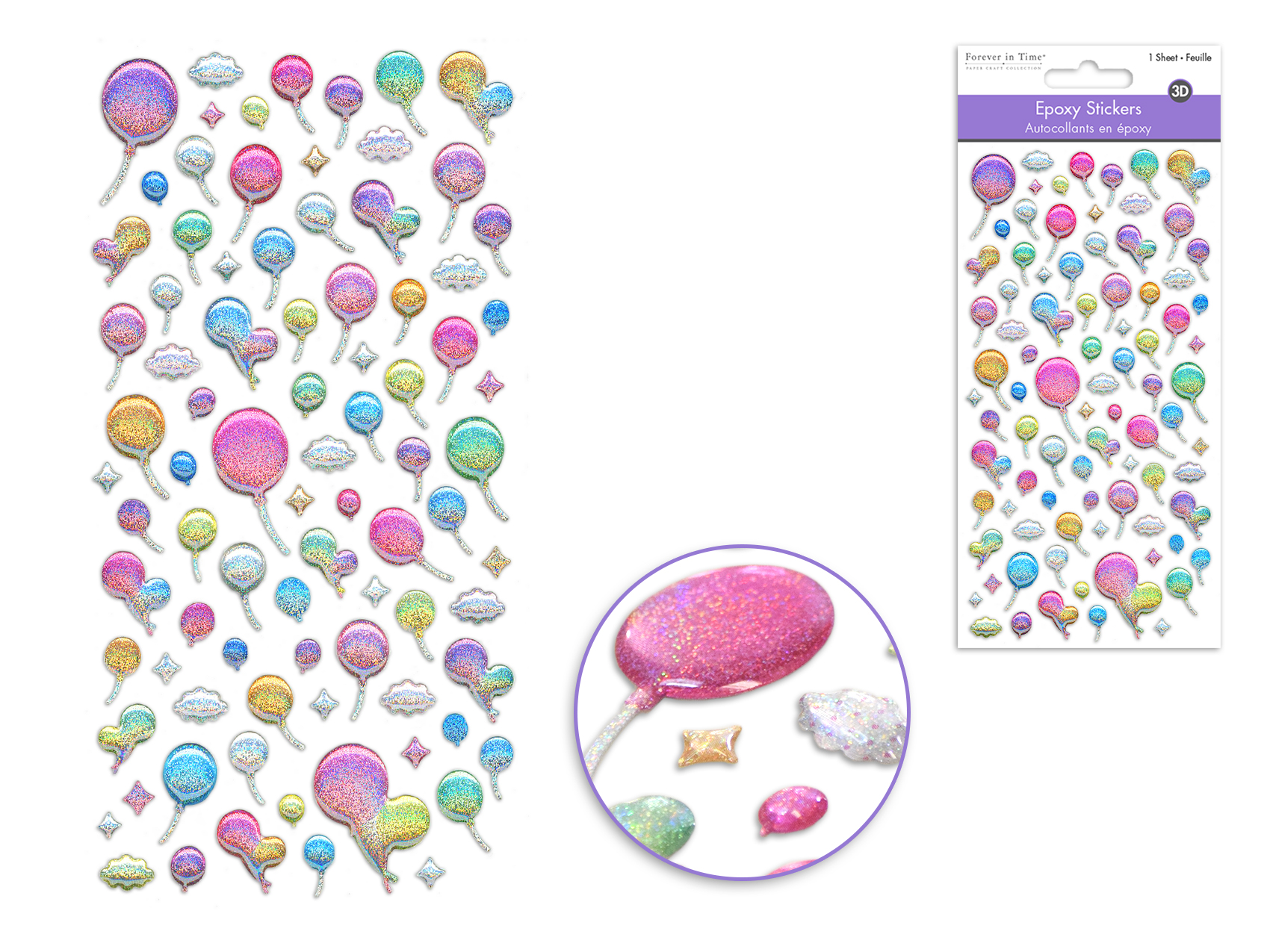 Forever In Time 3D Epoxy Stickers - Mini Balloons