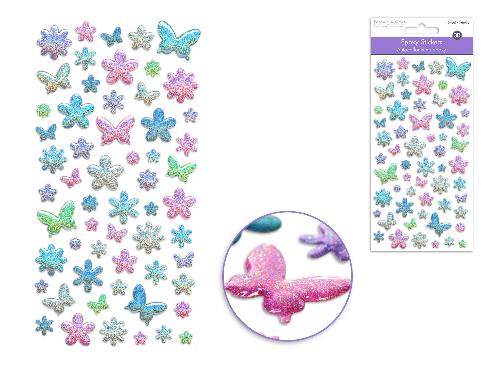 Forever In Time 3D Epoxy Stickers - Mini Florals & Butterflies