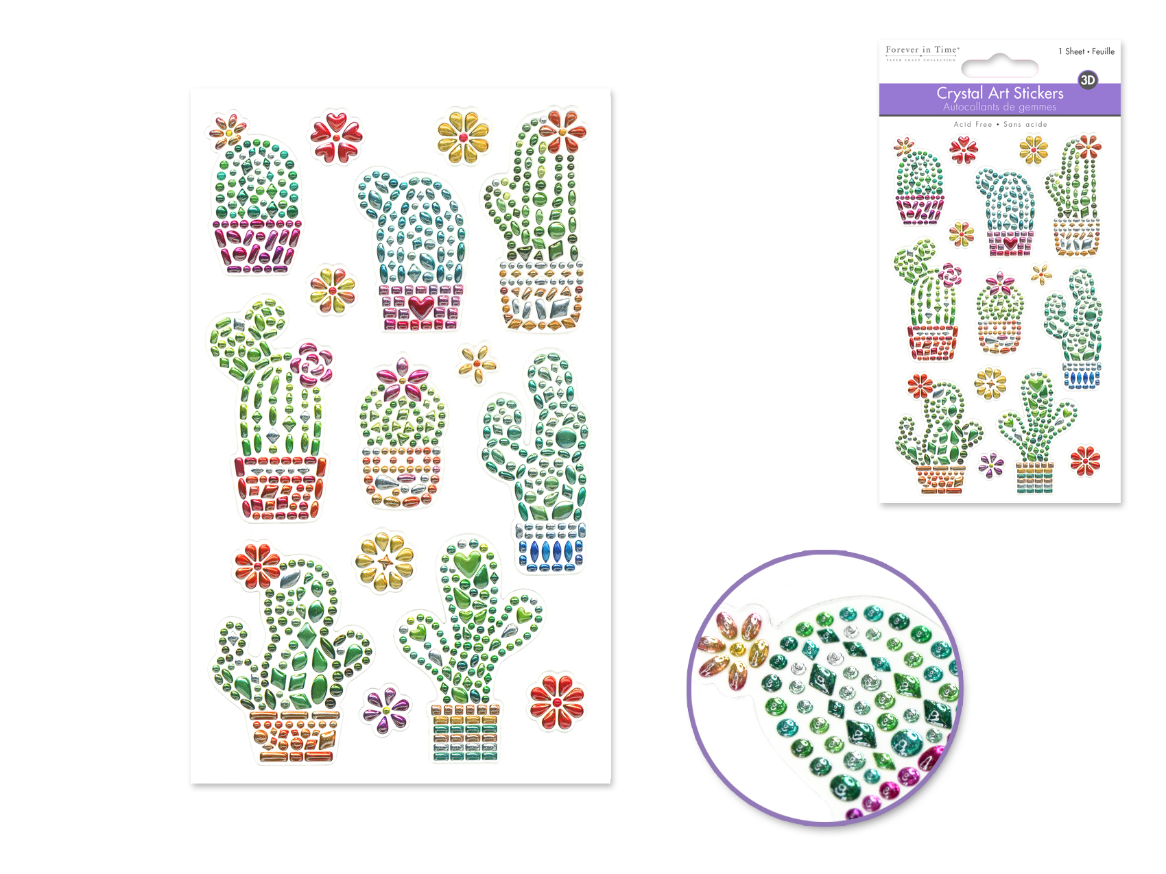 Forever In Time Crystal Art Stickers - Succulents