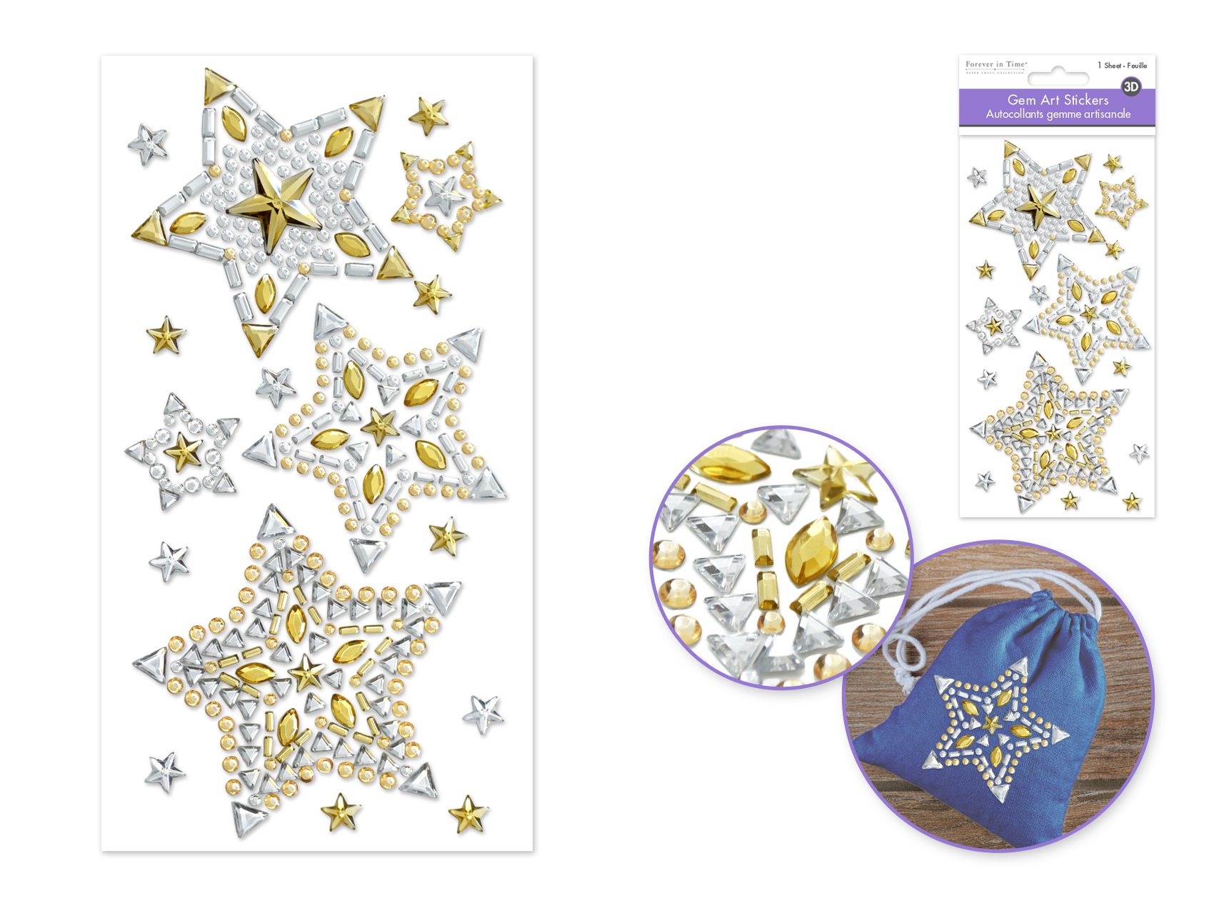 Forever In Time 3D Gem Art Stickers 7.9\"x3.9\"- Star