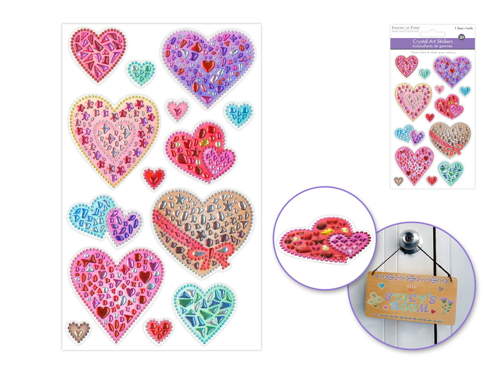 Forever In Time Crystal Drop Stickers - Heart