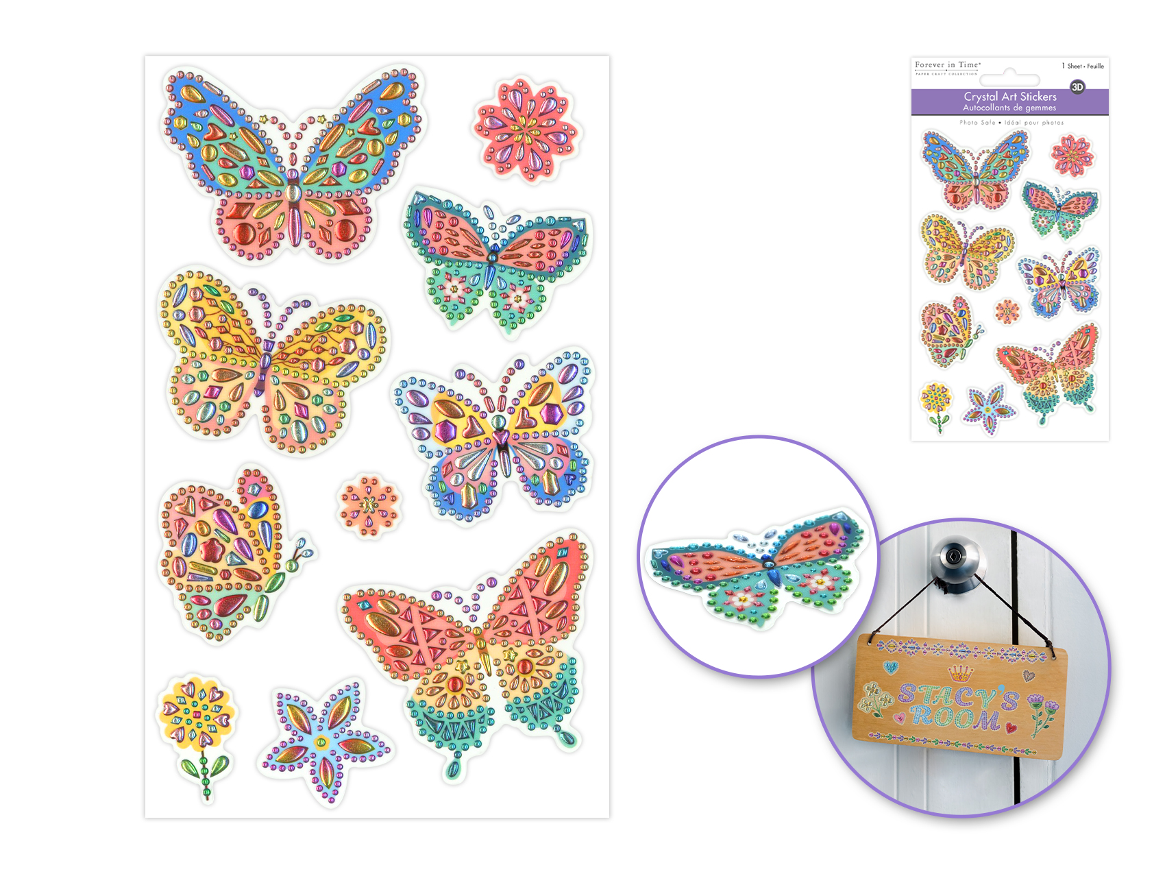 Forever In Time Crystal Drop Stickers - Butterfly