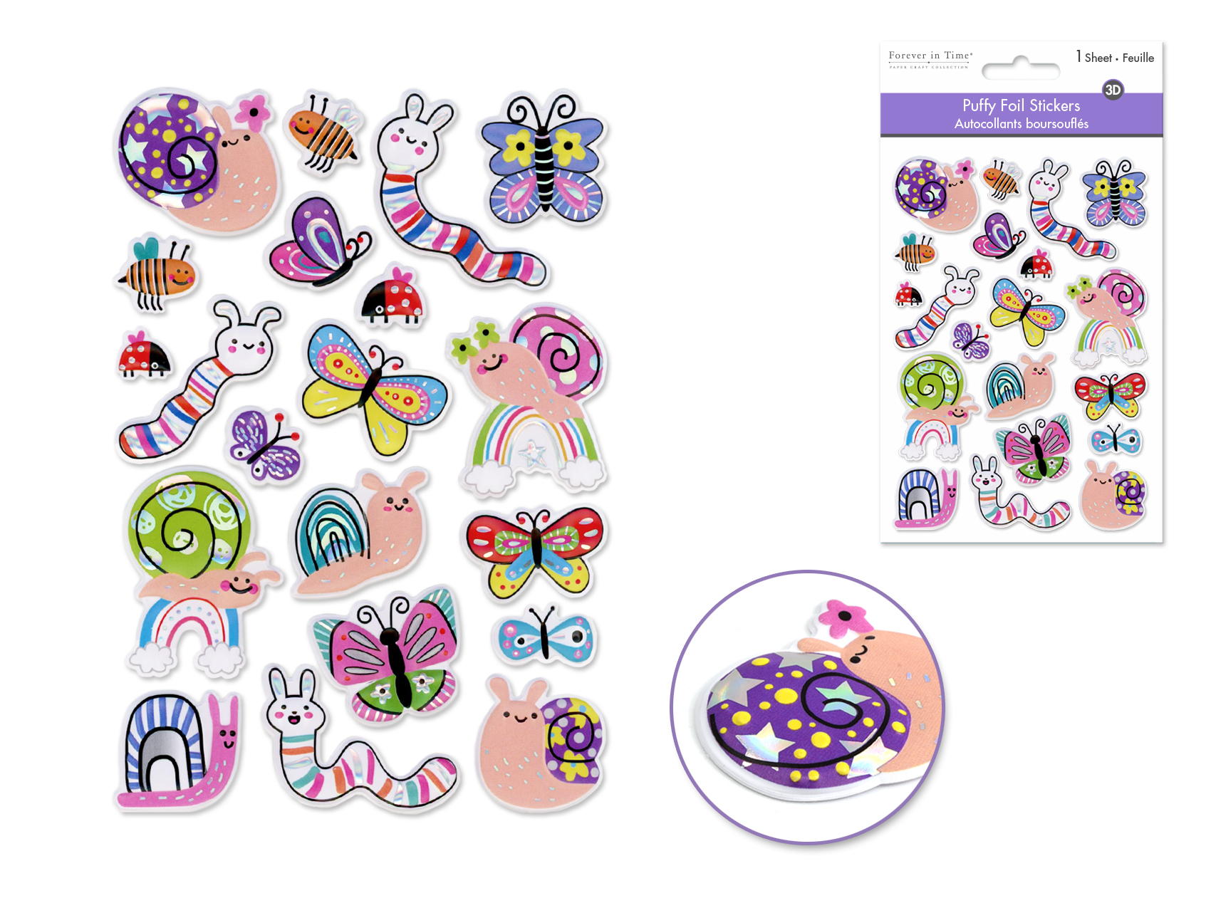 Forever In Time 3D Puffy Foil Stickers - Tiny Creatures