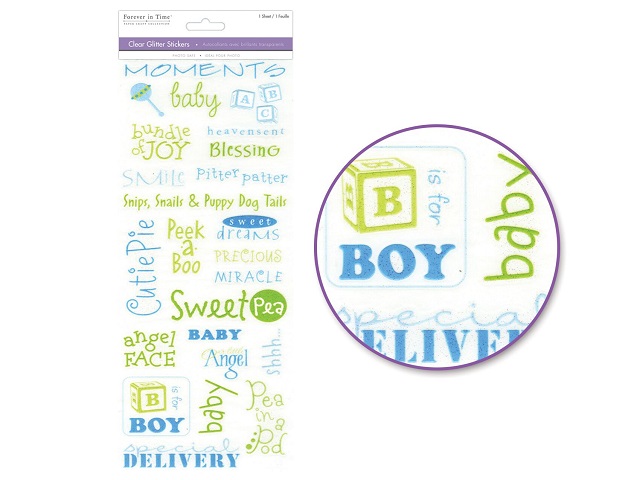 Forever In Time Clear Glitter Stickers - Precious Baby Boy