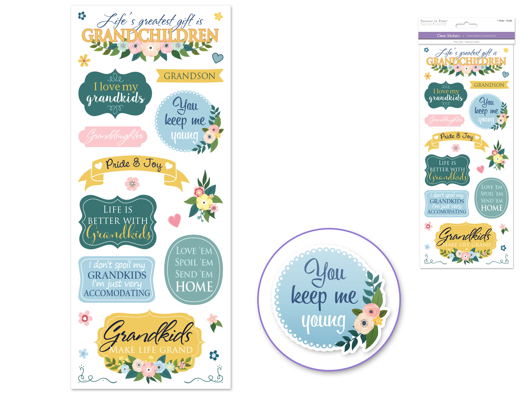 Forever In Time Clear Stickers - Love My Grandkids