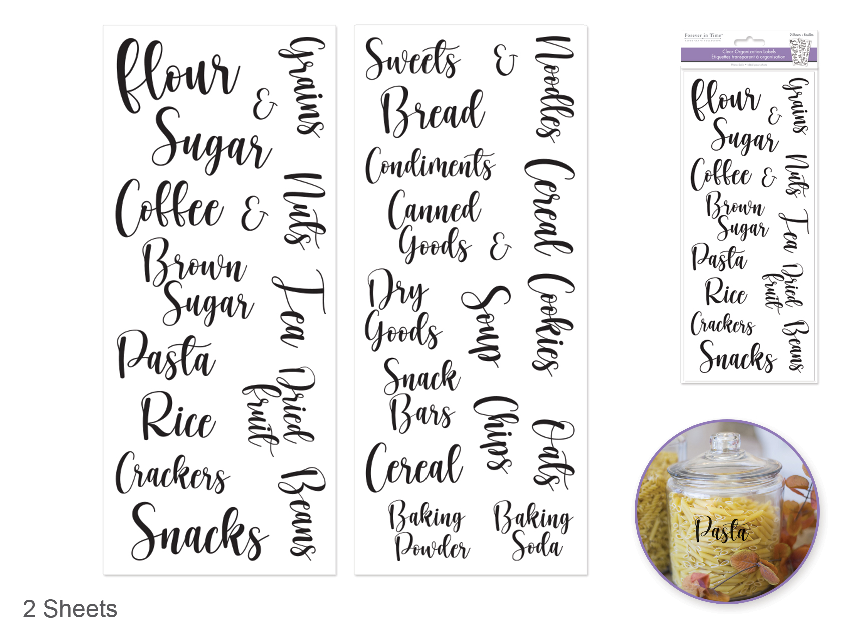 Forever In Time Clear Organization Labels 2 shts - Pantry