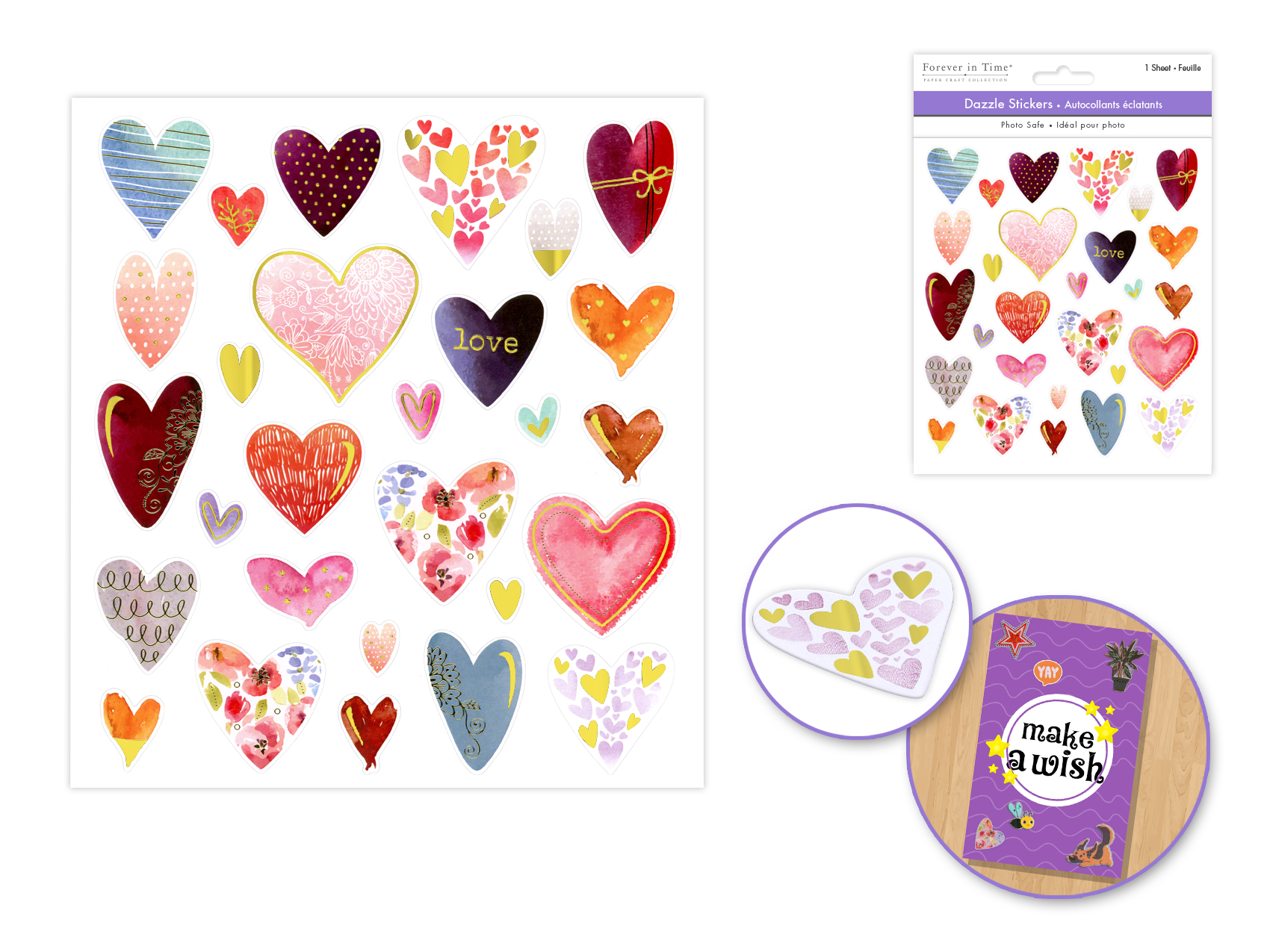 Forever In Time Dazzle Effects Stickers - Hearts Medley