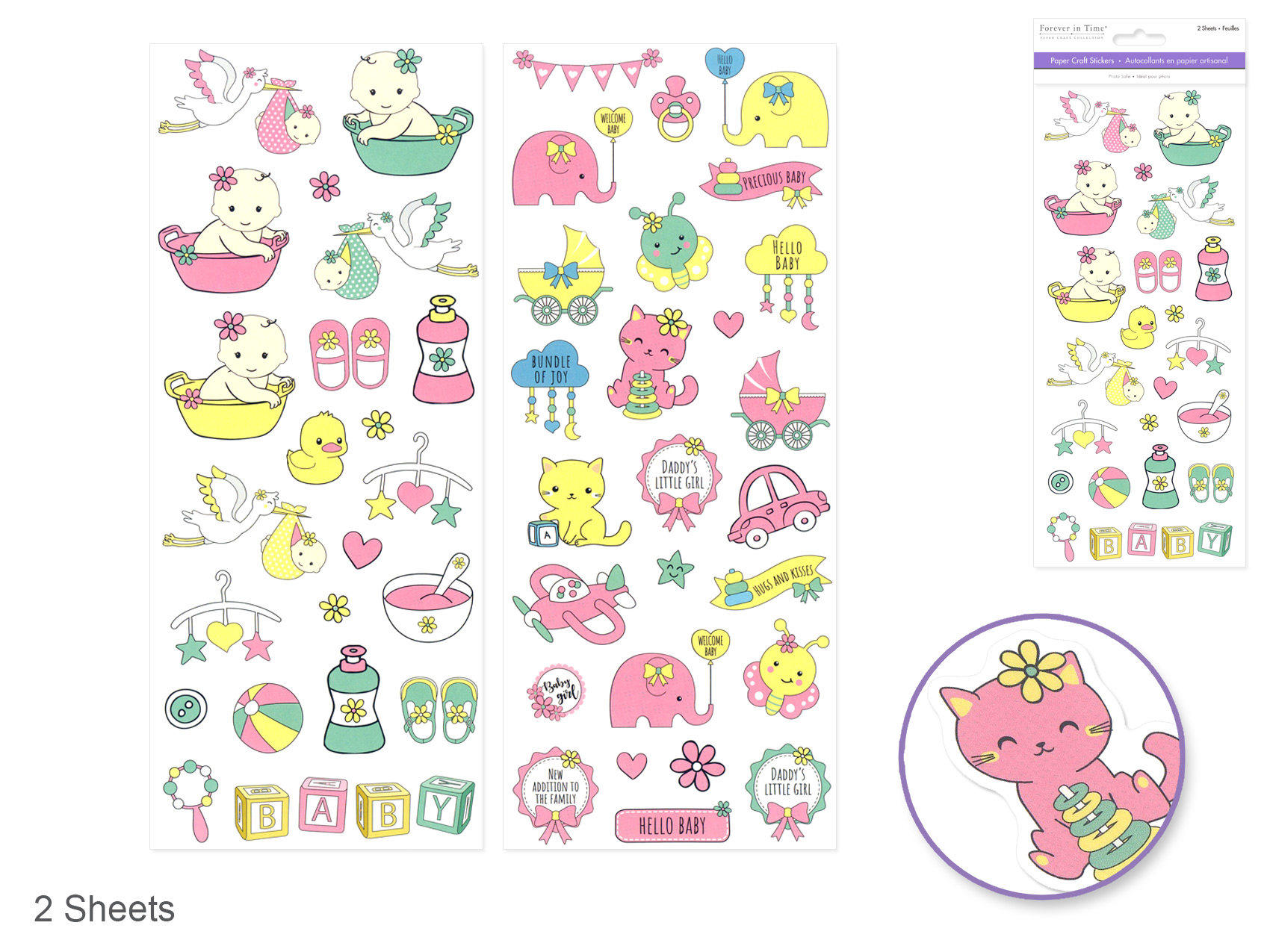 Forever In Time Paper Craft Stickers 2 shts - Baby Girl