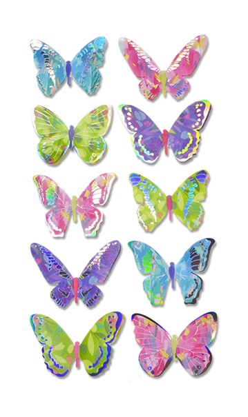 Forever In Time 3D Butterfly Foil Stickers 17.5cmx9.5cm Vivid 3