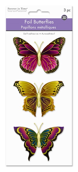 Forever In Time 3D Foil Metallic Butterflies - Pink