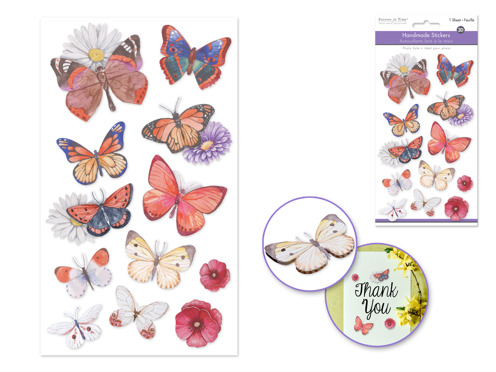 Forever In Time Handmade 3D Diecut Stickers - Butterflies