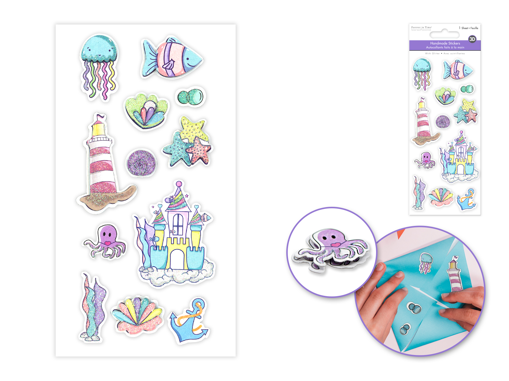 Forever In Time 3D Handmade Glitter Stickers - Under The Sea