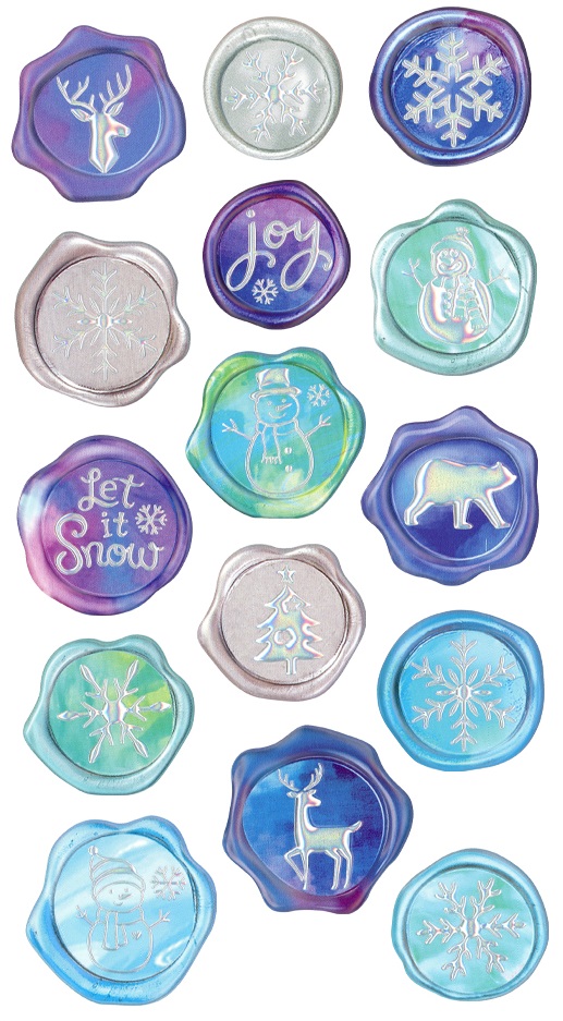 Forever In Time Holiday Trendz 3D Foil Seal Stickers - Blue/Gree