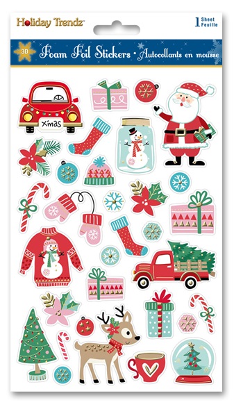 Forever In Time Holiday Trendz Foam Foil Stickers - Xmas Santa