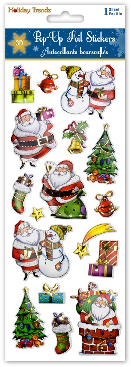 Forever In Time Holiday Trendz 3D Pop-Up Foil Stickers - Santas