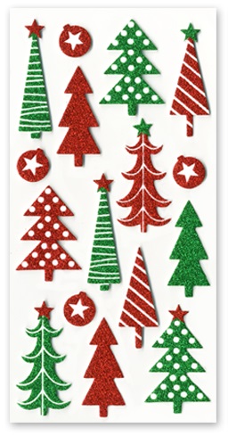 Forever In Time Holiday Trendz 3D Stickers - Holiday Icons Trees